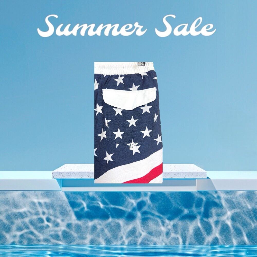 Hurley Swin Board Shorts M Red White And Blue Stars Stripes - Picture 9 of 16
